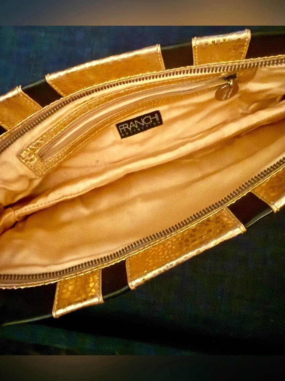 Gold and Black Striped Leather Women's Oversized Clutch